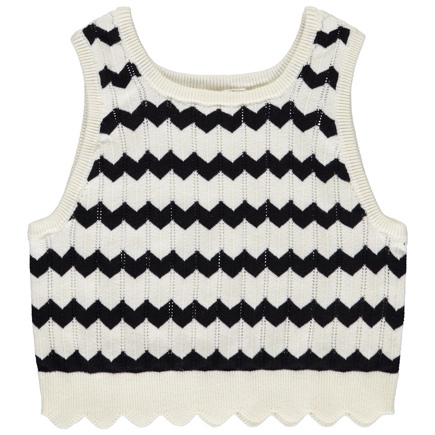 Gebreid fantasie mouwloos topje voor meisjes 