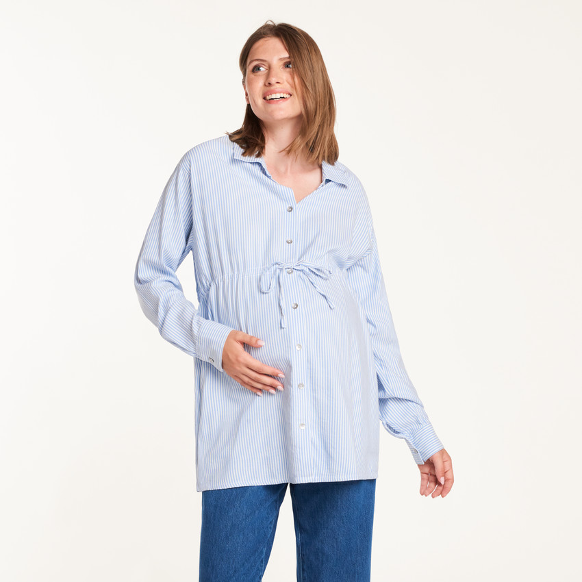 Chemise maternité manches longues à rayures 