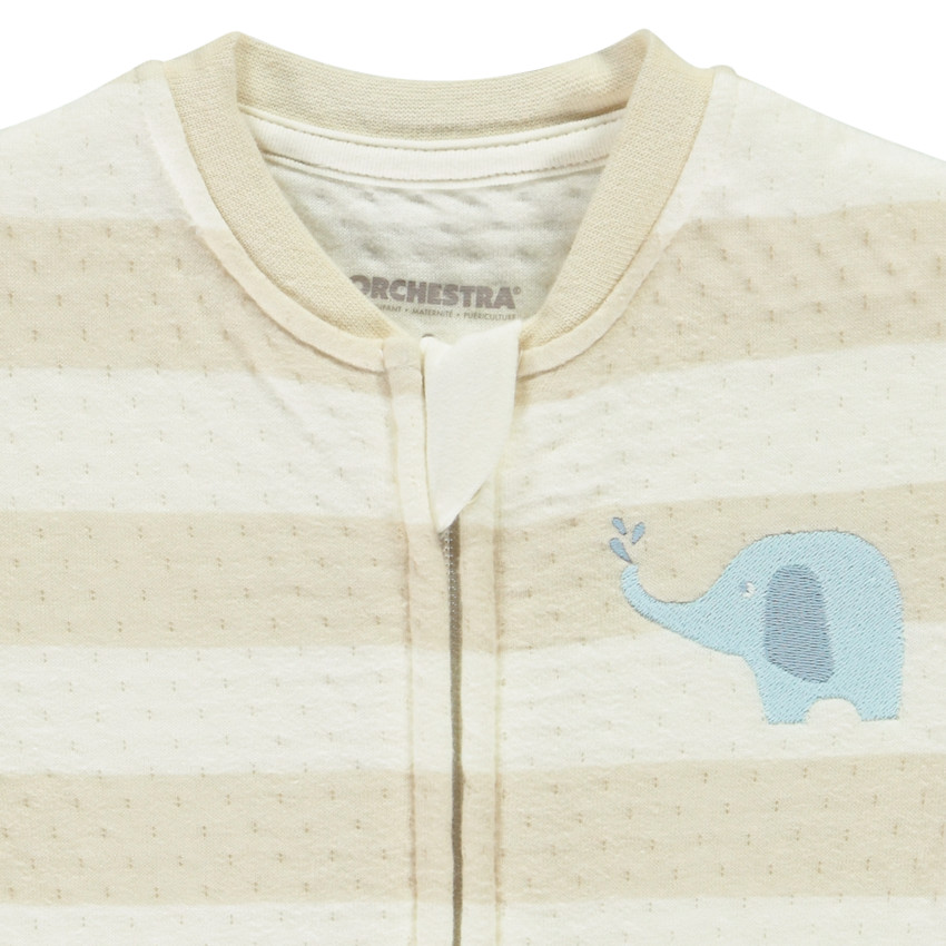 Lange gestreepte jumpsuit met olifantenborduursel voor baby 