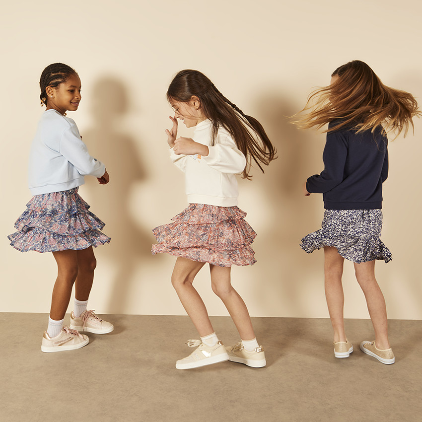 Jupe volantée imprimé cachemire avec lurex pour fille 