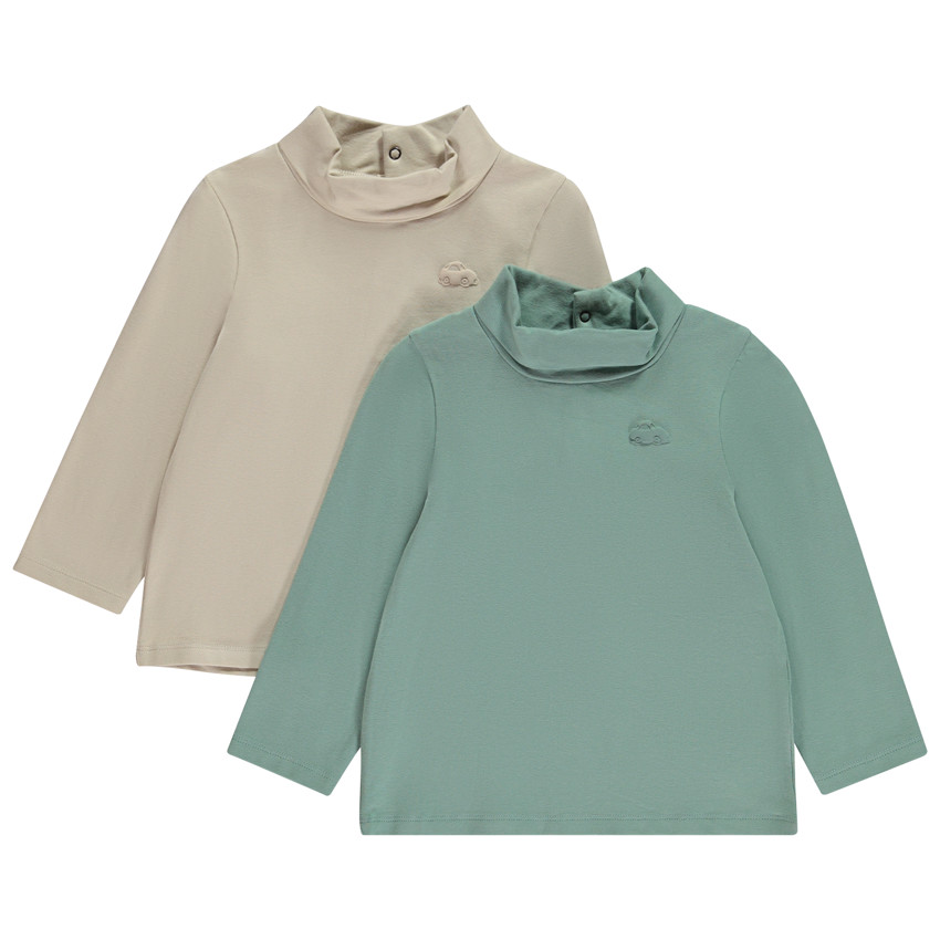 Set van 2 effen ondertruien met col roulé voor baby jongens 