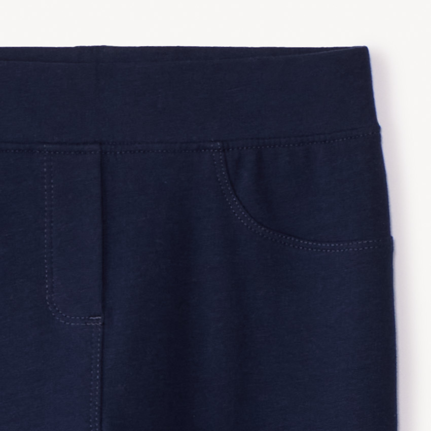 Fleecebroek effen voor meisjes met elastische taille en verstelbare omslagen aan de enkels 
