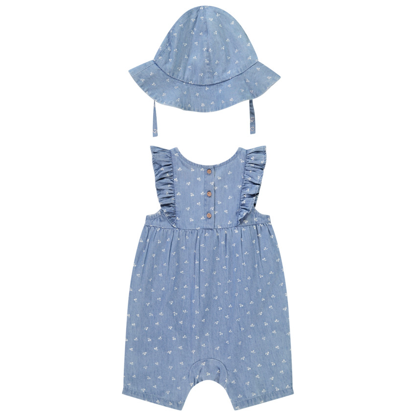 Ensemble 2 pièces effet jean avec charlotte pour bébé fille 
