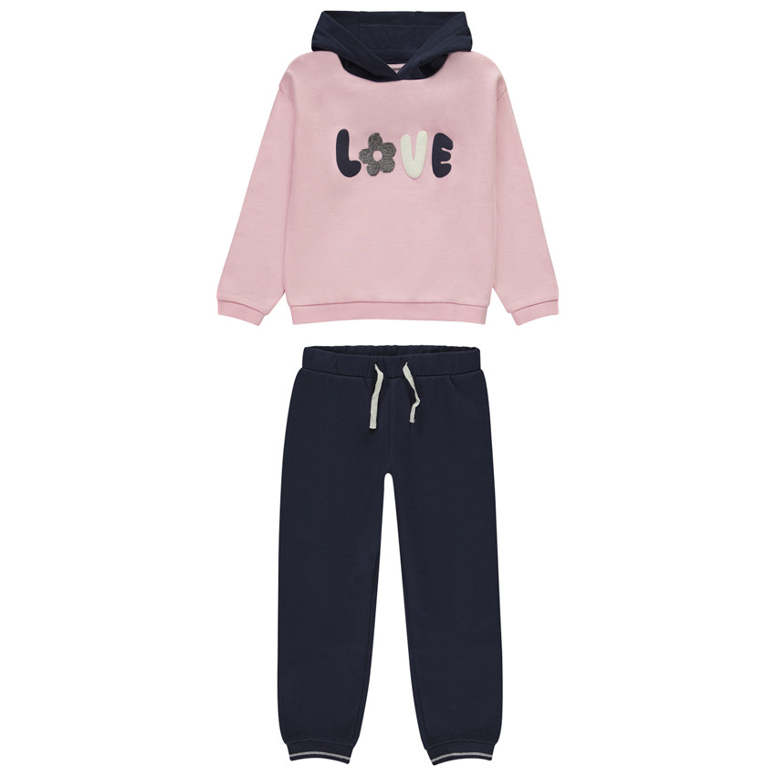 Ensemble jogging Love avec sweat à capuche pour fille 