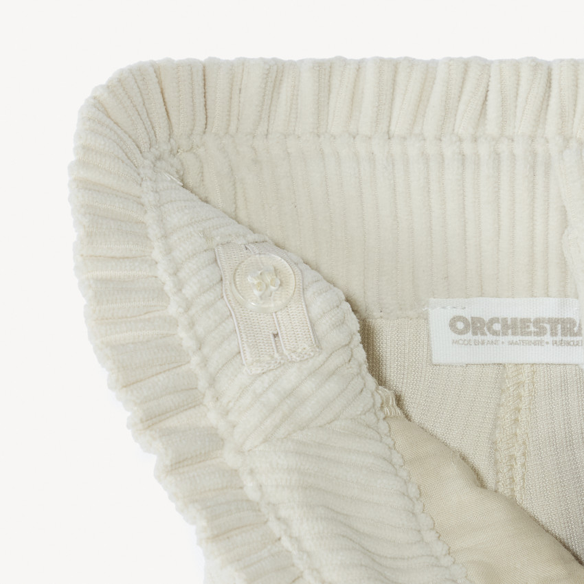 Pantalon palazzo en velours côtelé et ceinturé pour fille 