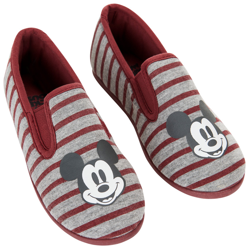 Pantoffels grijs met strepen en Mickey Disney print voor jongens 