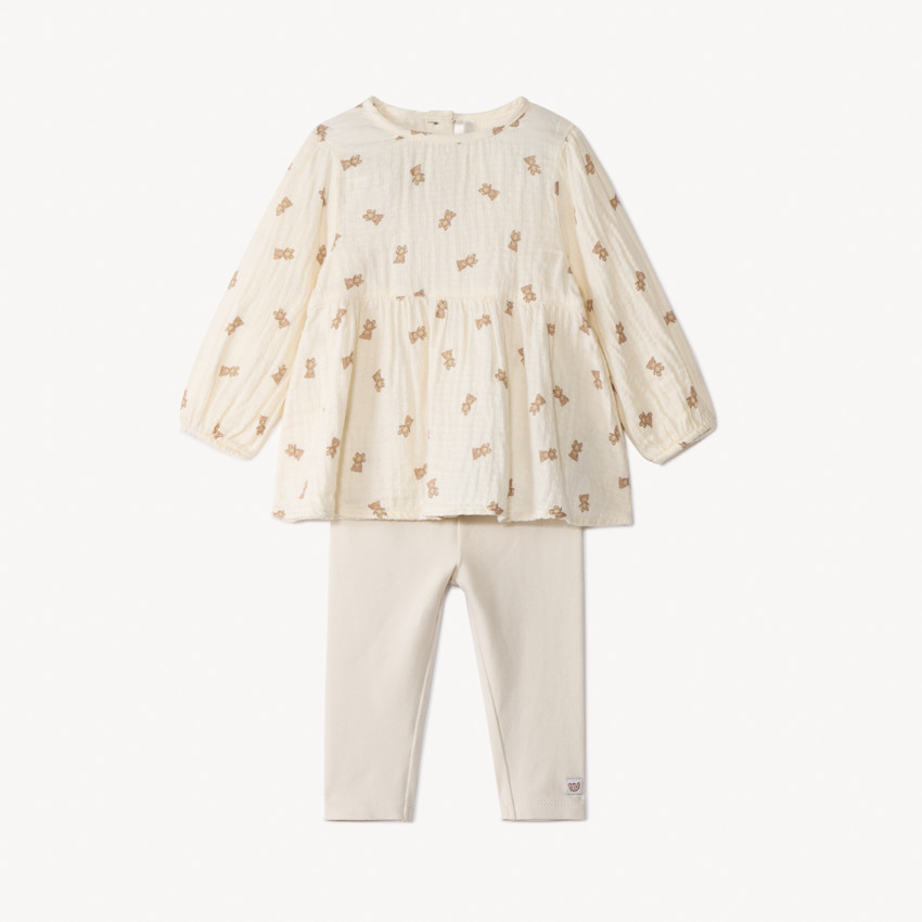 Ensemble 2 pièces motif oursons pour bébé fille 
