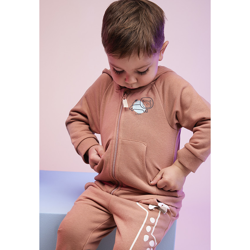 Pantalon de jogging uni avec print girafe ludique pour bébé garçon 