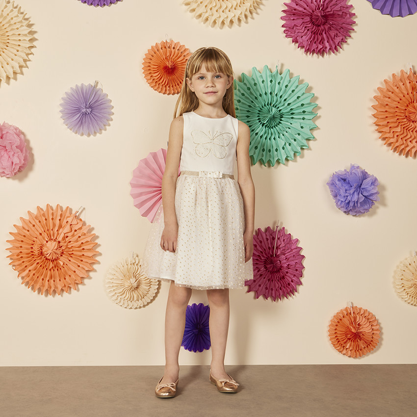 Ceremoniejurk in crêpe en tule voor meisjes 