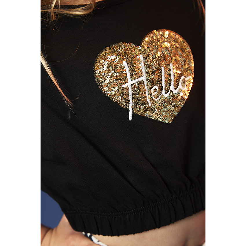 Crop top avec sequins et taille élastiquée pour fille 