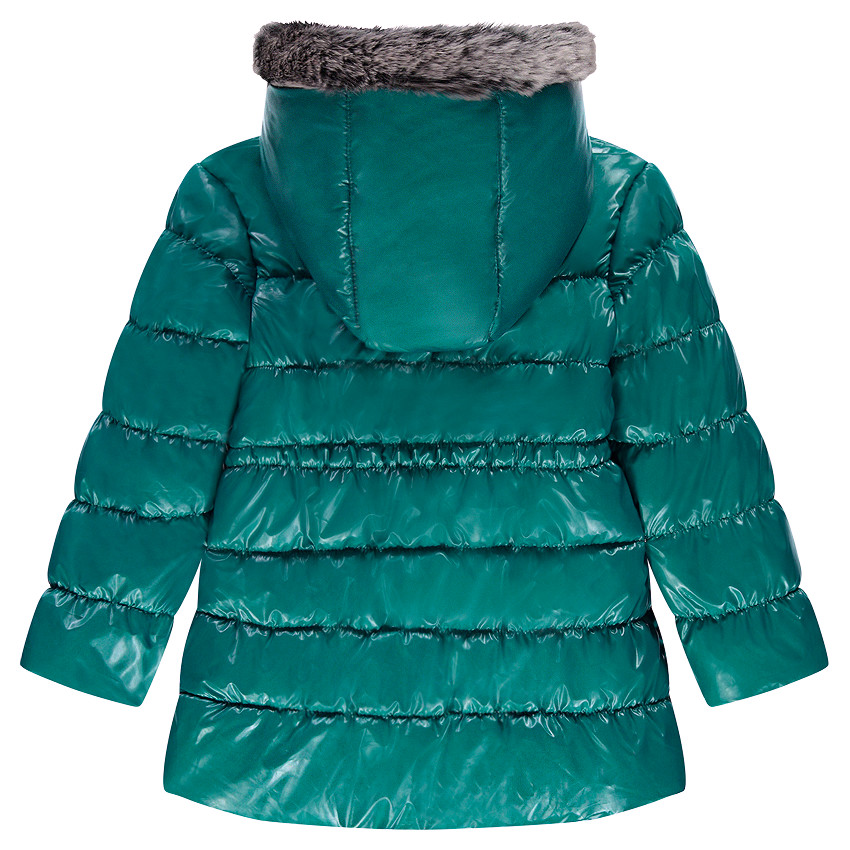 Doudoune matelassée à capuche amovible effet laqué 