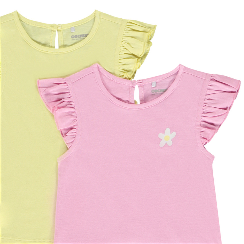 Set van 4 t-shirts met pofmouwen voor baby meisjes 