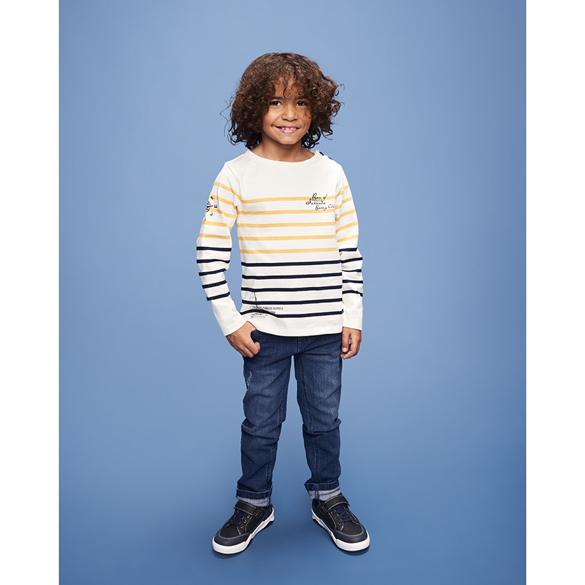 Straight fit jeans van denim met used look voor jongens 