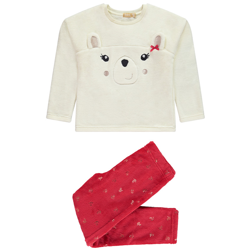 Set pyjama de Noël 2 pièces en sherpa ours polaire pour fille 