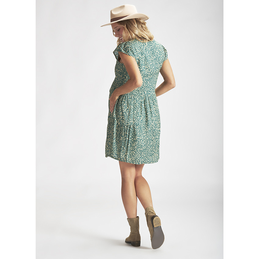 Robe de grossesse manches courtes à fleurs 