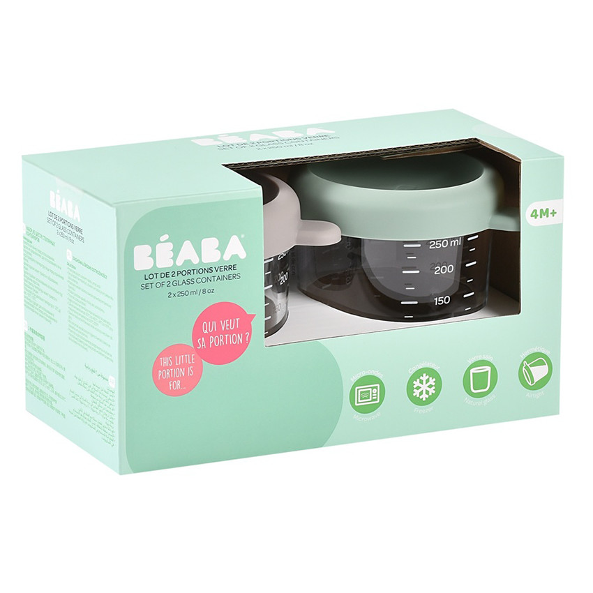 Lot de 2 petits pots de conservation en verre 250ml Sage Green Gazelle 