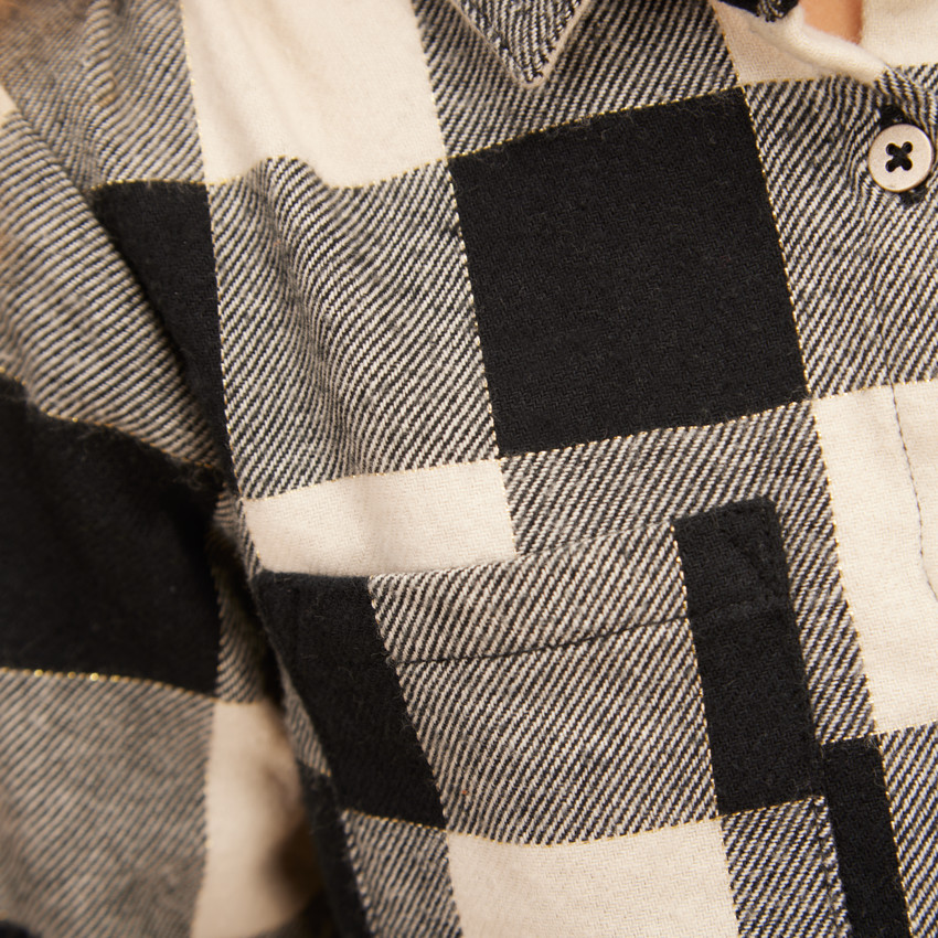 Robe chemise à carreaux avec cordon de serrage pour fille 