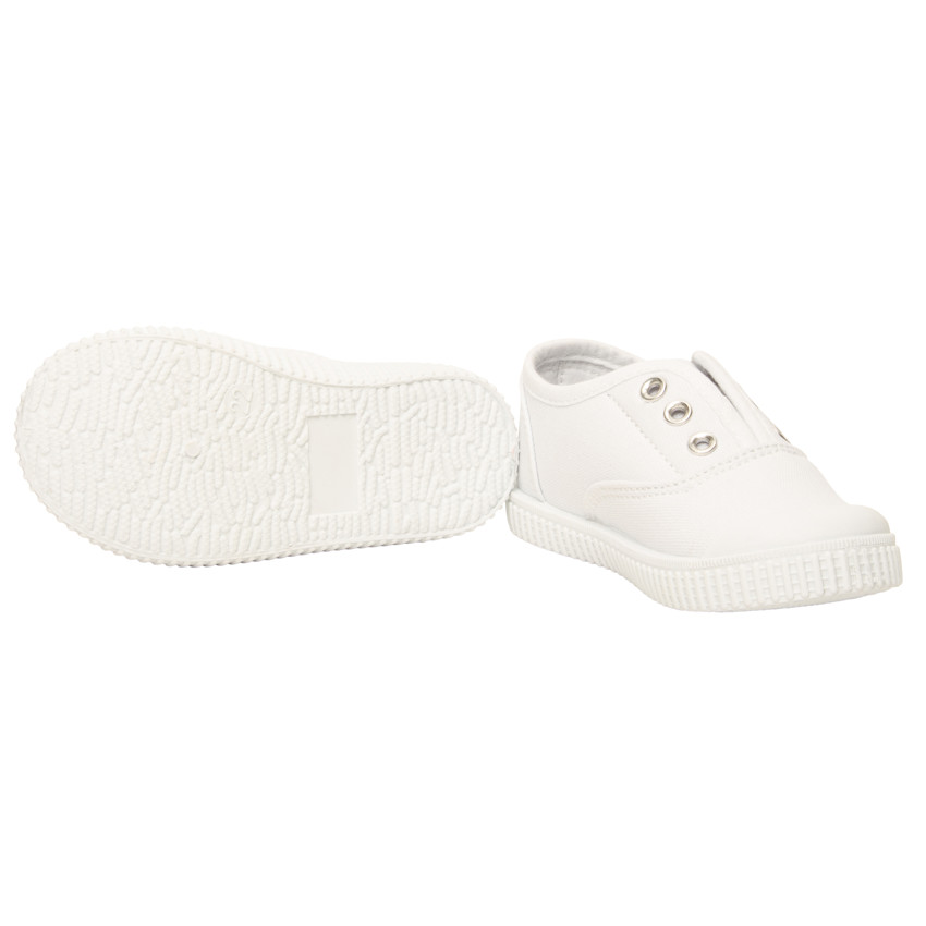 Tennis basses blanches avec languette élastiquée pour bébé 
