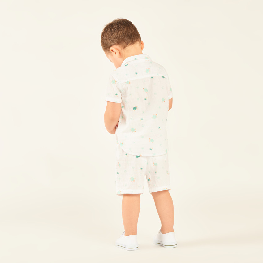 Ensemble 2 pièces chemise + short imprimé tortues pour bébé garçon 