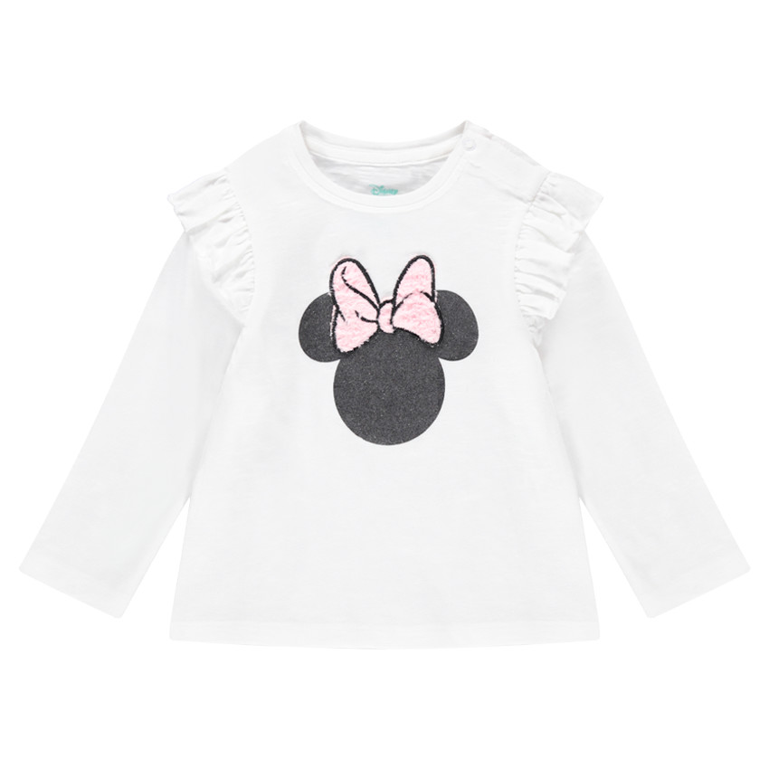 T-shirt met lange mouwen met volants versierd met ©Disney Minnie van pailletjes  