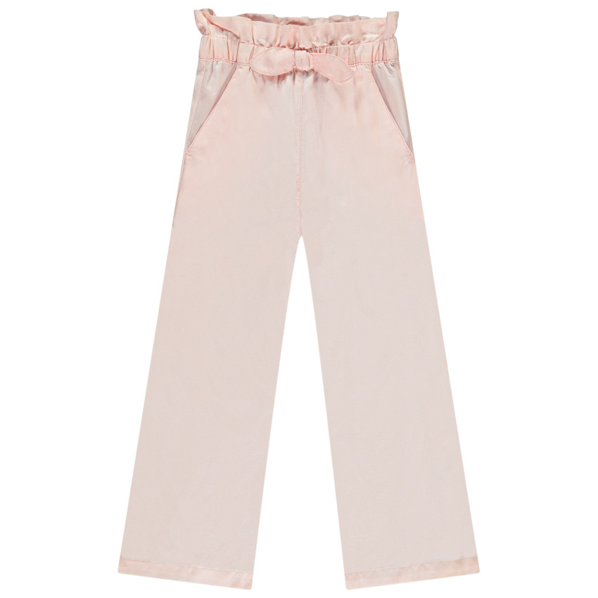 Brede paperbag broek met knoop voor meisjes 