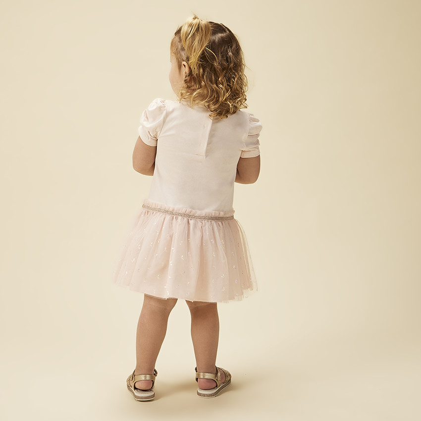 Robe effet 2 en 1 à tulle imprimé papillons pour bébé fille 