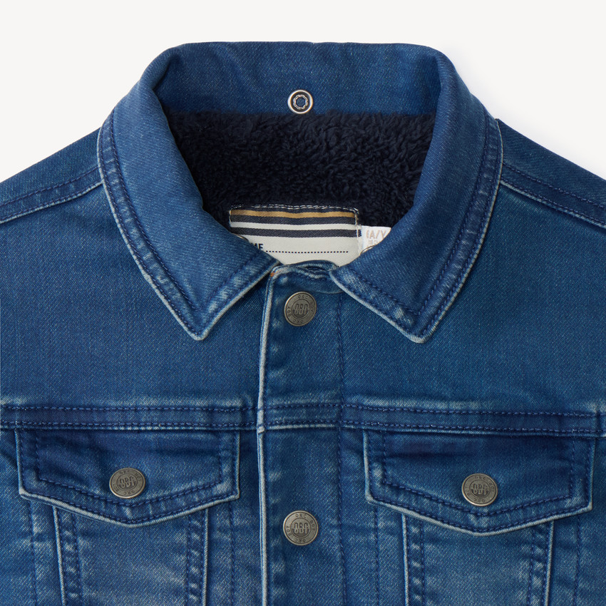Veste jean doublée en sherpa avec capuche amovible garçon 