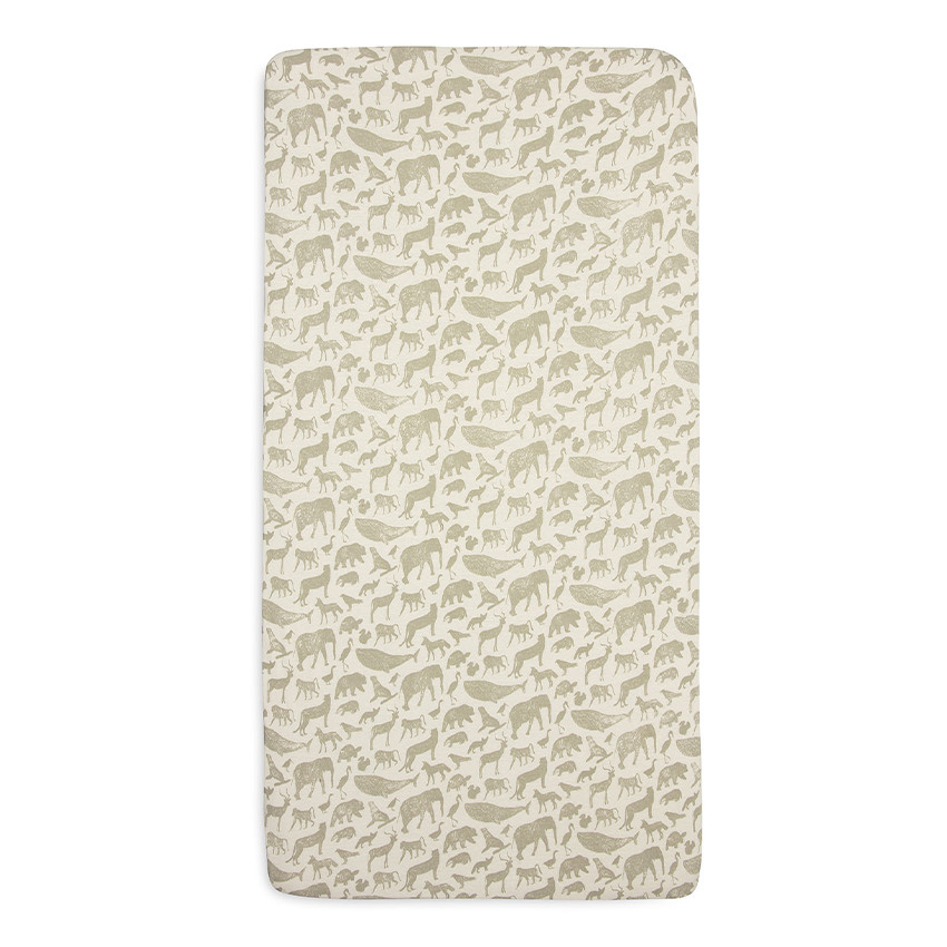 Drap housse en jersey pour berceau Animals olive green 