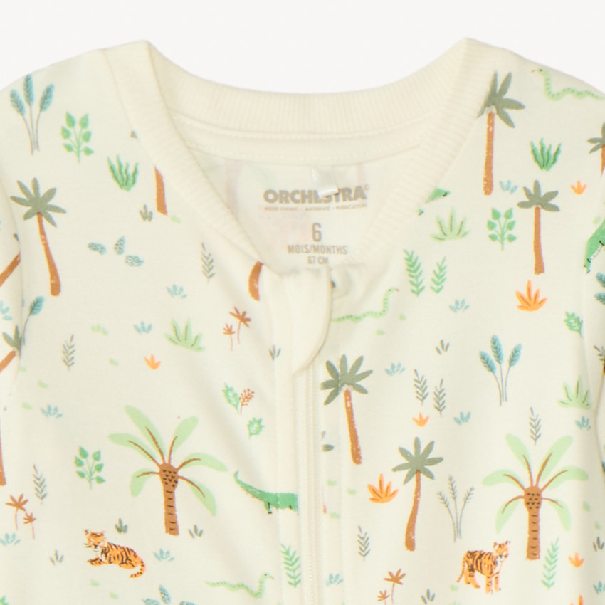 Lichtgewicht lange mouwen slaappak met tropische print voor jongensbaby. 
