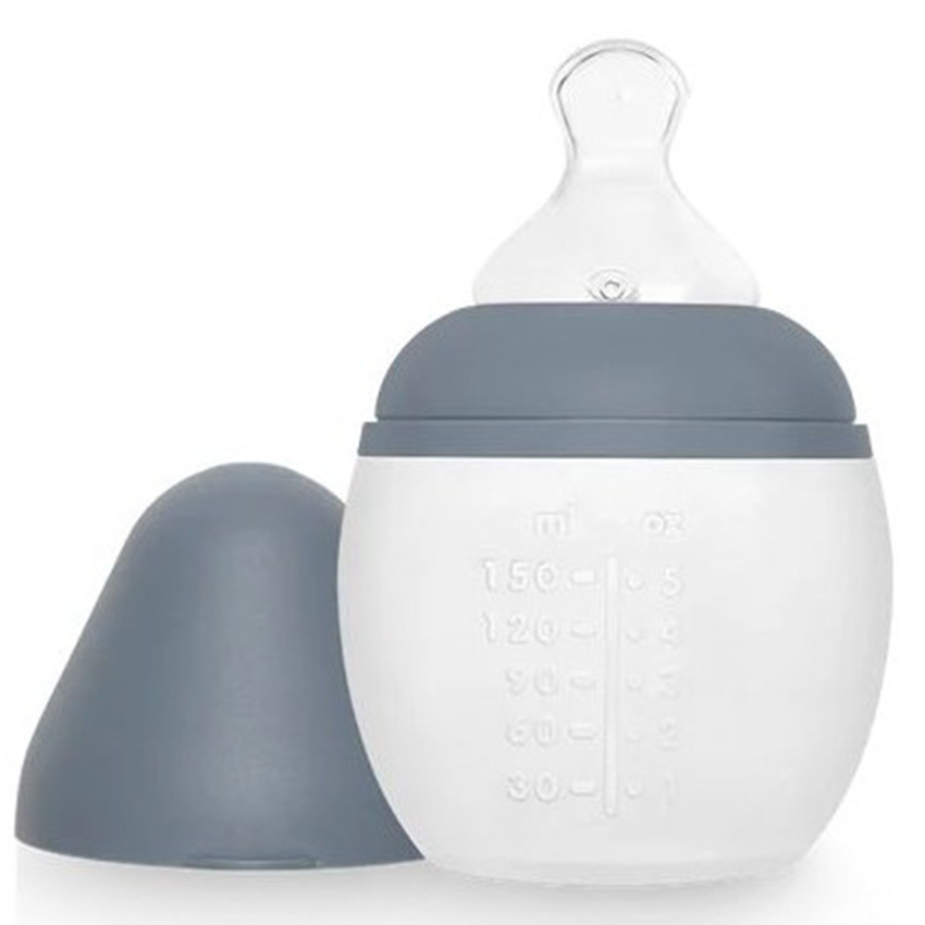 Zuigfles silicone 150 ml speen slow flow Blue Grey 