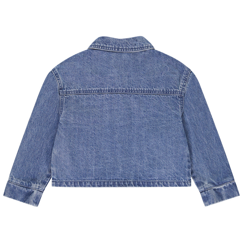 Veste en jean à grandes poches plaquées pour fille  