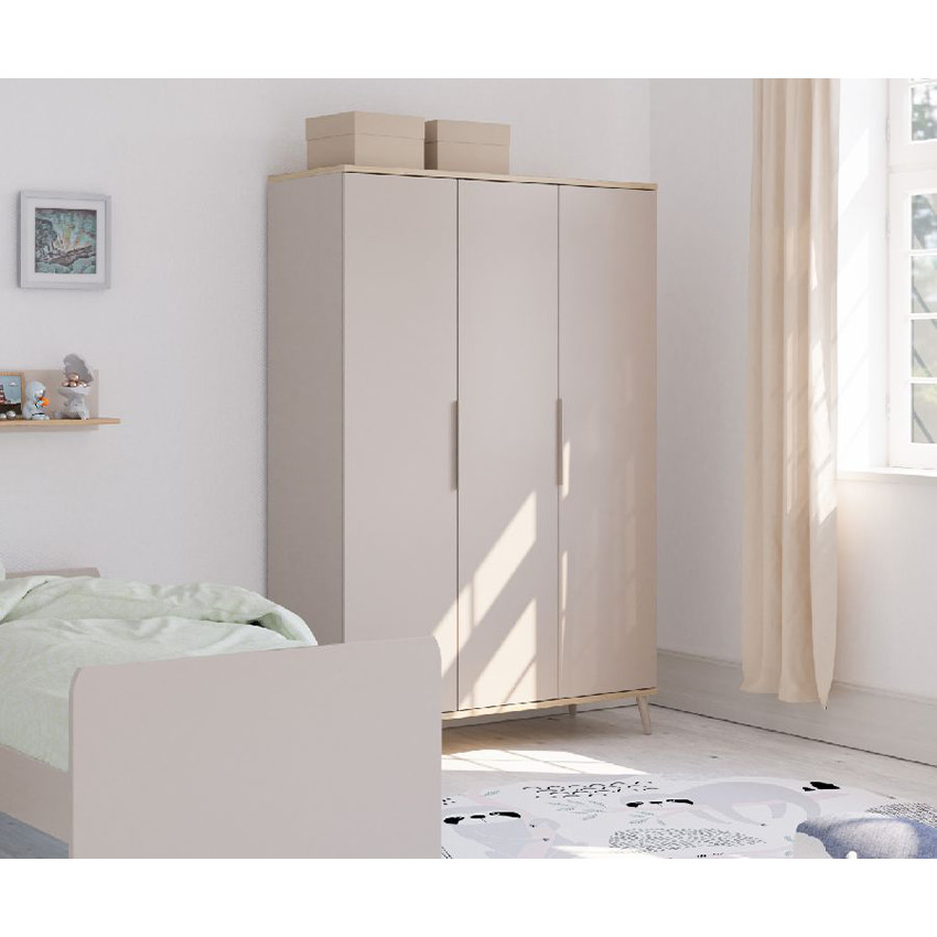 Kast 3-deurs Hazel Kasjmier beige / Eik montana 