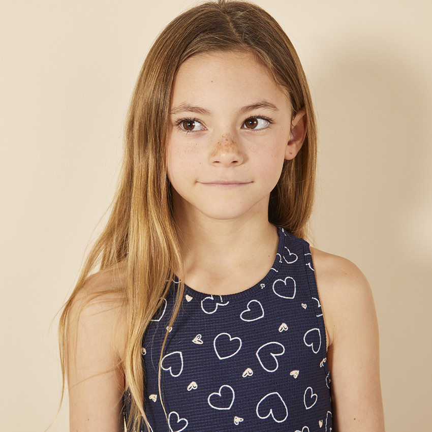 Robe sans manches imprimée et volantée à dos croisé pour fille 