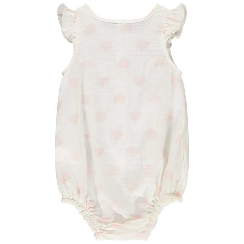 Combinaison courte imprimée cœur pour bébé fille 