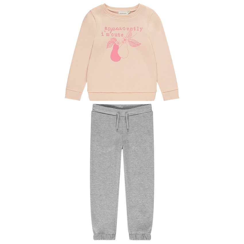 Ensemble en molleton sweat print poires + jogging pour fille 