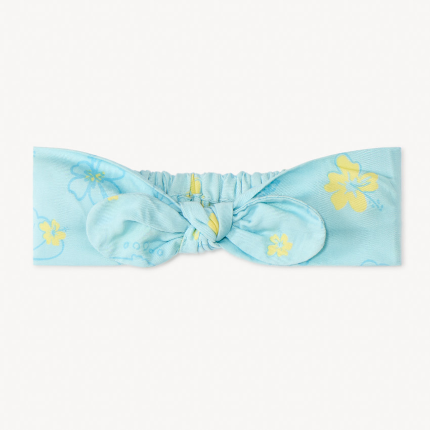 Bandeau en toile imprimé fleurs d'hibiscus pour bébé fille 