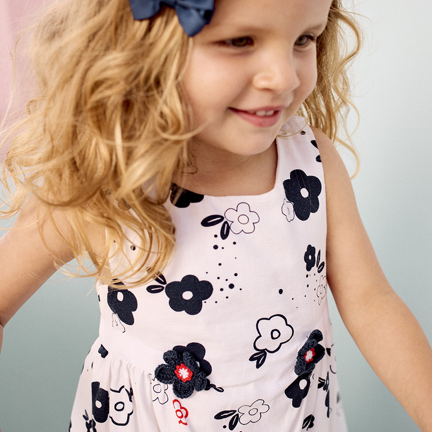 Mouwloze jurk met bloemenprint voor baby meisje 