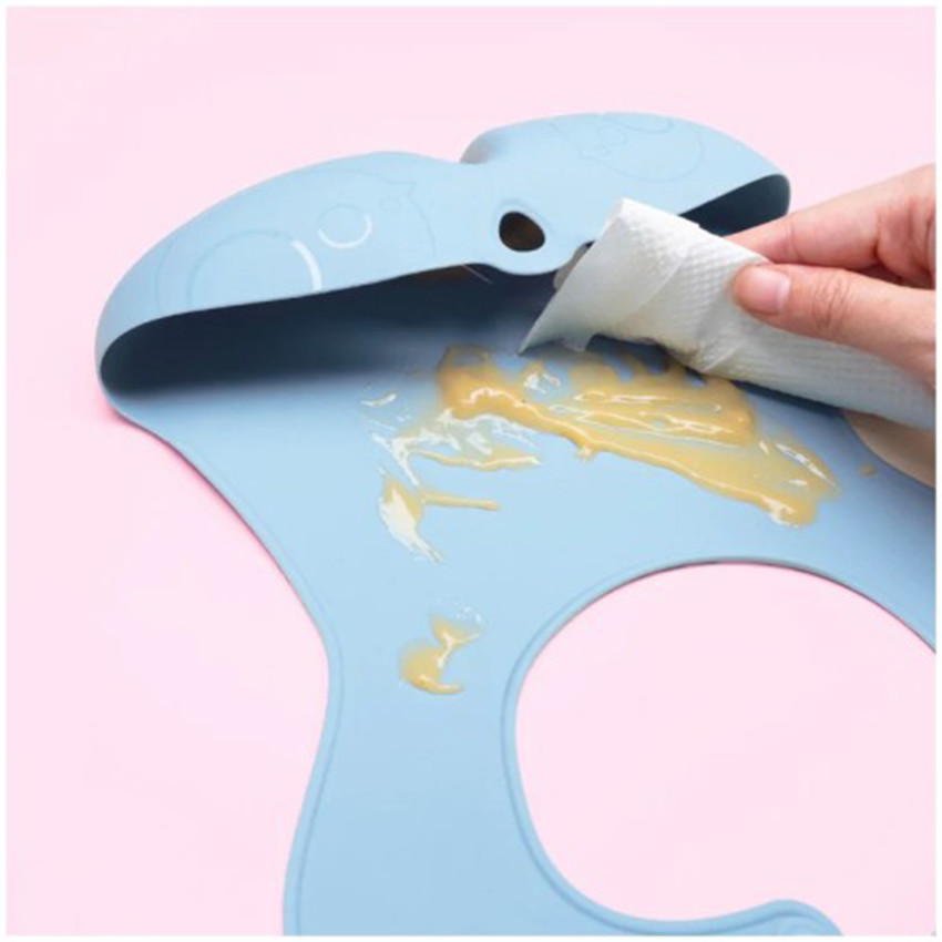 Bavoir silicone de voyage Roll Up Bleu Océan 4m+ 