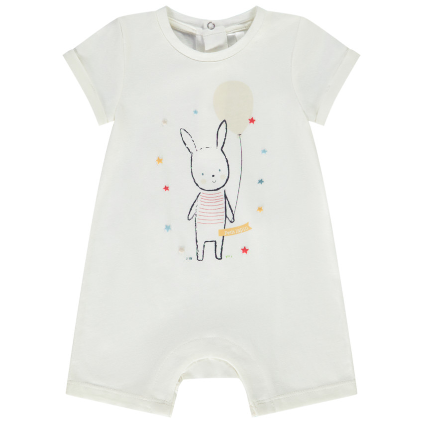 Combinaison courte en jersey slub print lapin pour bébé 