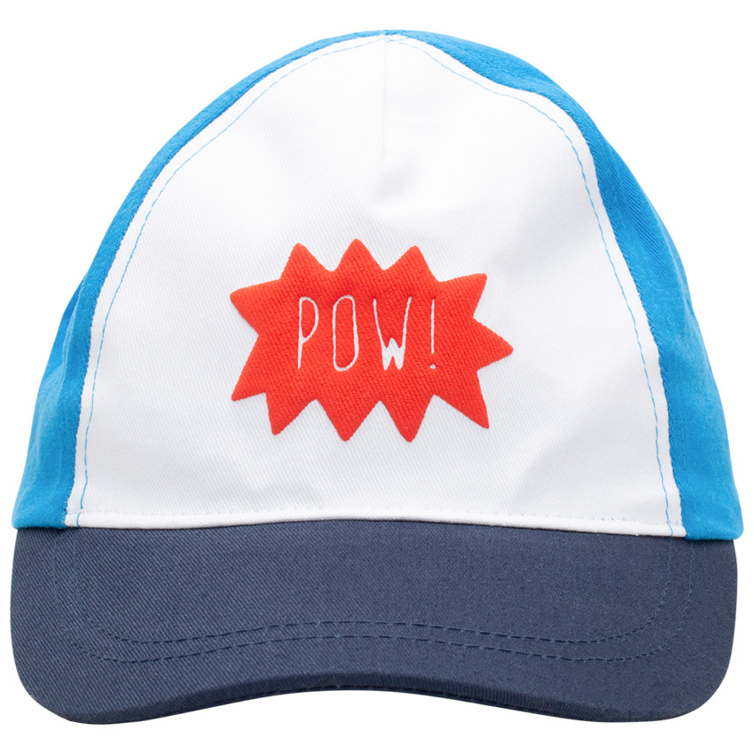 Driekleurige pet met tekstprint 