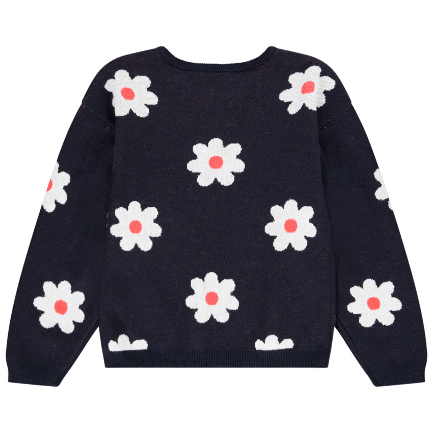 Trui van tricot met bloemen in jacquard voor meisjes 