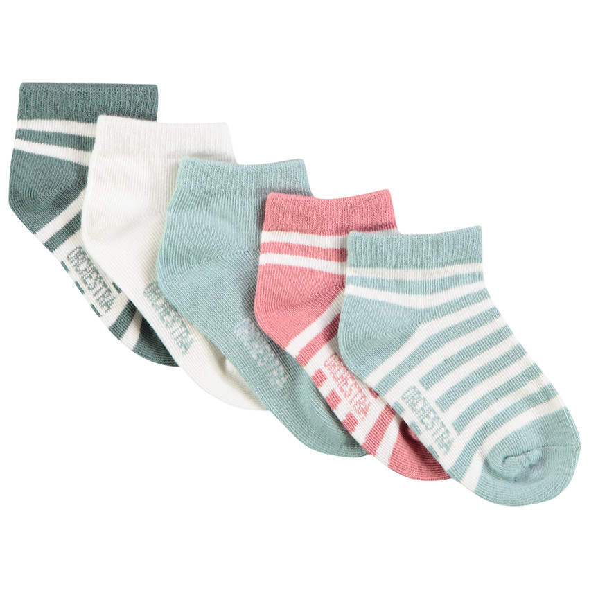 Set van 5 paren van korte, effen en gestreepte sokken voor baby jongen 