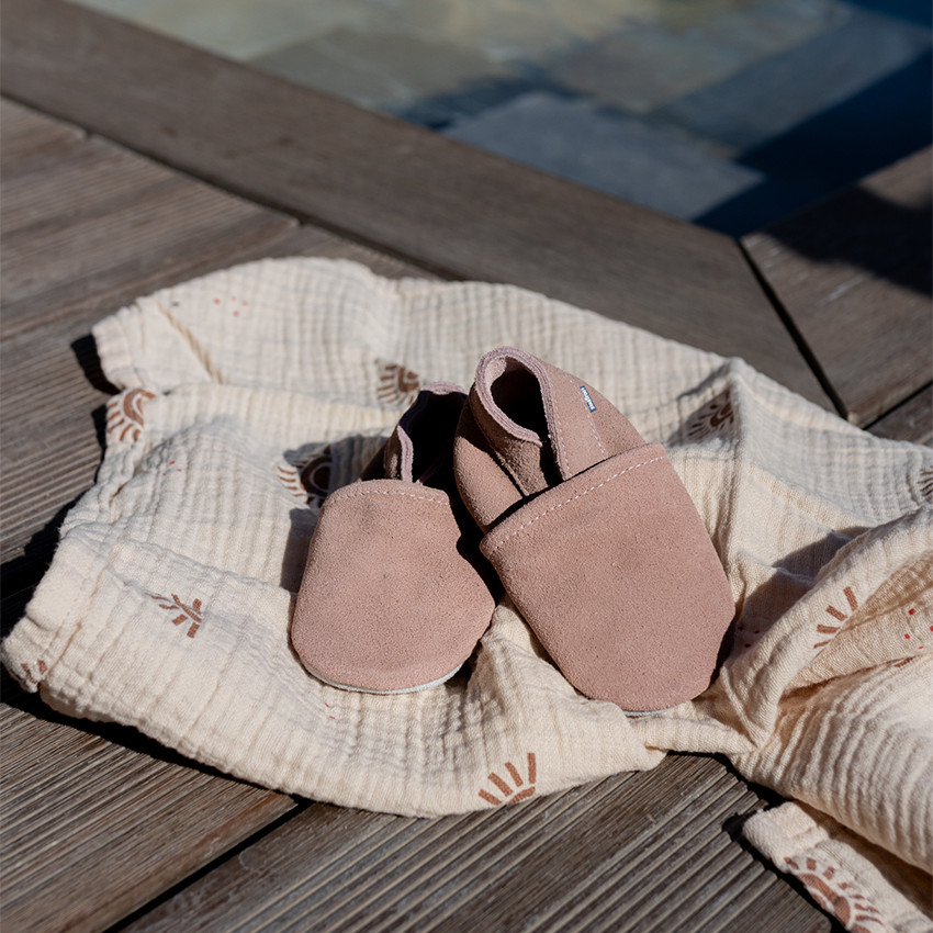 Slofjes Babysoft 6-12M in suede leder Antique 