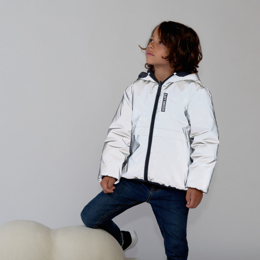 Reversibel gewatteerd reflecterend windjack voor jongens 