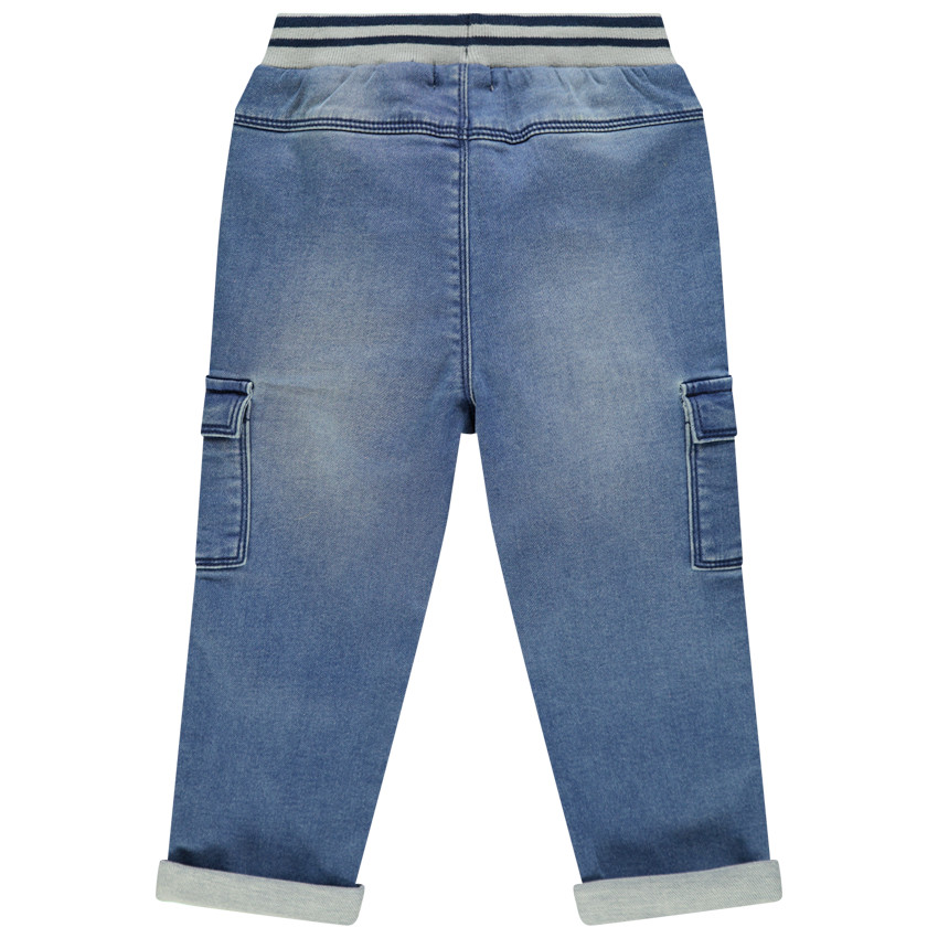 Jeans used effect cargo met zakken en elastische taille 