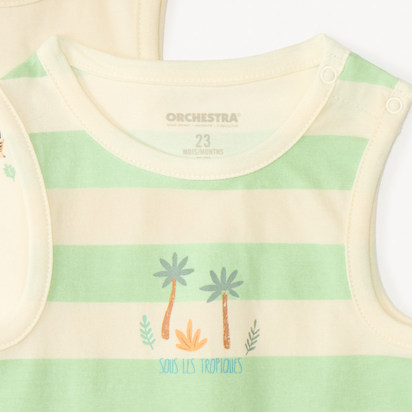 Set van 5 mouwloze rompers van jersey met savannepatronen voor babyjongens 