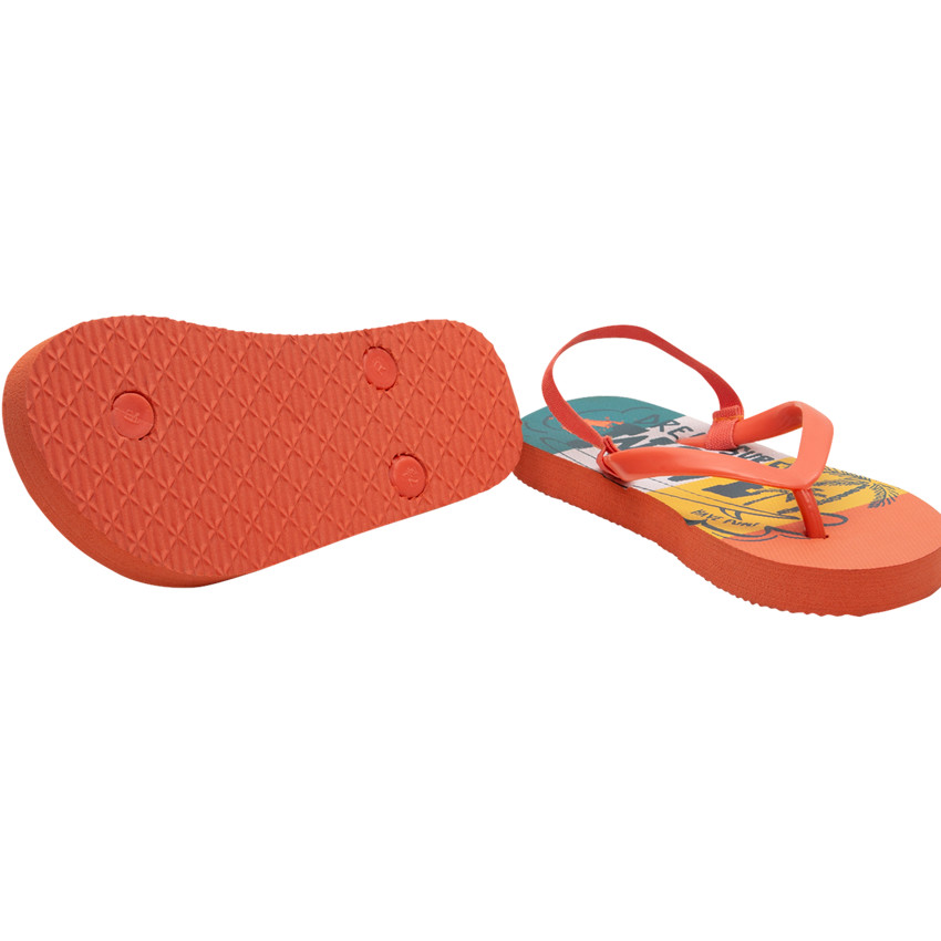 Oranje fluo slippers met wave print voor jongens 