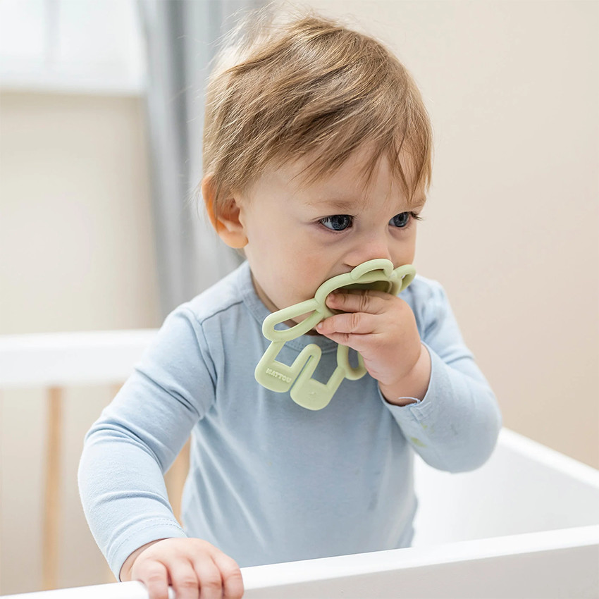 Anneau de dentition en silicone Pop-it vert 