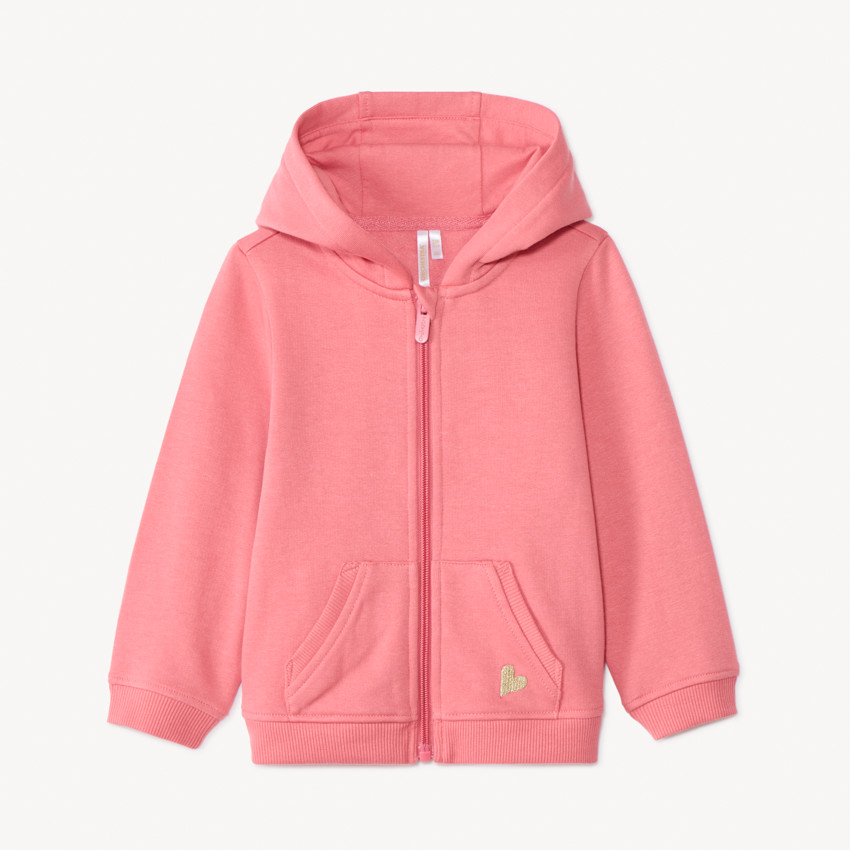 Vest in fleece effen met geborduurd lurex hart voor meisjes 