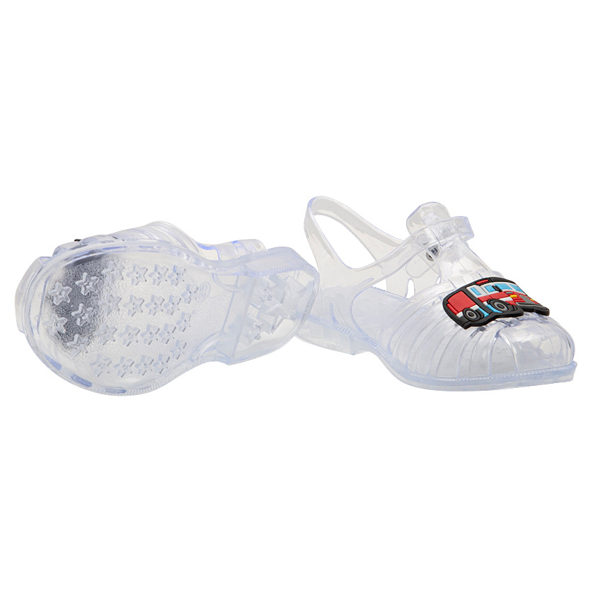 Transparante strandschoenen met geplastificeerde vrachtwagen van maat 24 tot 29 